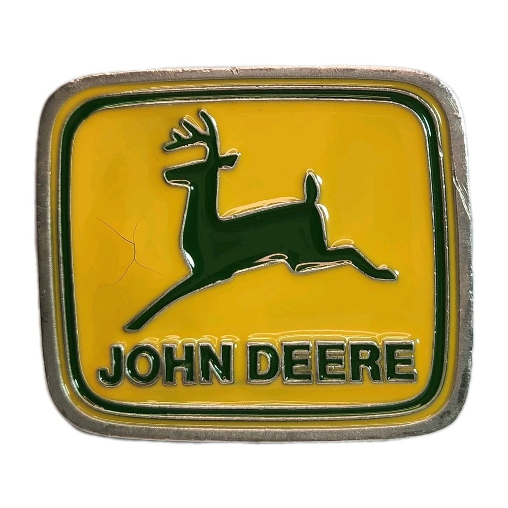 Vintage John Deere Enamel Belt Buckle Paul Frank USA Farm